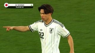 「W杯に呼んでくれ」“異色のFW”塩貝健人、日本代表デビュー戦で即アシスト！伊東純也の決勝点を生んだ“極上タッチ”にSNS沸騰「引っ張られながらよく落とした」