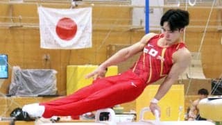 パリ五輪３冠の岡慎之助は試技会で合計８５・２３２点のダントツ１位　跳馬で「ロペス」を導入　体操男子が試技会を公開