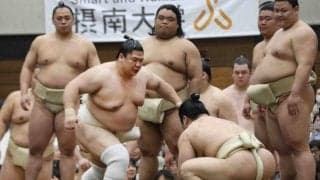 大阪・寝屋川でご当所の幕内の宇良、豪ノ山に歓声　新巡業部長の高田川親方から“訓示”も