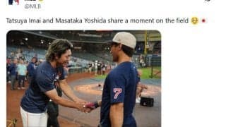 吉田正尚と今井達也が試合前に再会　吉田は代打で三振、今井は前日30日にデビュー登板