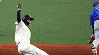 阪神　中野が通算１００盗塁を達成　五回に二盗に成功　プロ１年目の２１年に盗塁王