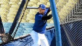 大谷翔平が異例の屋外フリー打撃　３３スイングで１０発　敵軍ベンチではラミレスらも見守る　打率・２００、０本塁打の現状「自分の望む結果になっていない」