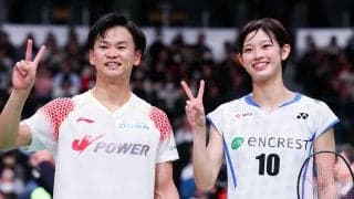 【バドミントン】渡辺勇大、８歳年下のペア田口真彩と２Ｓ写真公開…アジア選手権銅でにっこり
