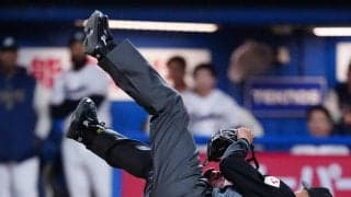 【ヤクルト】球審の頭部にバット直撃で倒れ込む　オスナの手からすり抜けたバット