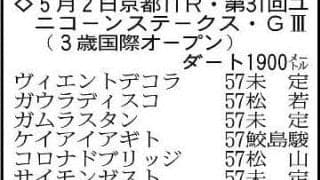 【ユニコーンＳ展望】杉山晴厩舎の秘蔵っ子メルカントゥールが重賞勝ちへ　ケイアイアギトも海外遠征を糧に好勝負