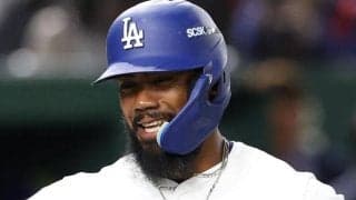 ドジャース　テオスカーが逆転３ラン！大谷翔平がヒマワリの種をかける　大きなモーションから満面笑みで　佐々木朗希を援護する一撃