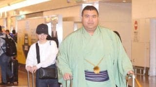 高安が妻の演歌歌手・杜このみと帰国「結婚してから海外旅行も行っていなかったので」大相撲パリ公演