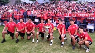 【ラグビー】「まだ卒業旅行に行っていない…」日本代表初選出の上ノ坊駿介はシーズンが終わってもラグビー漬けの日々　神戸が優勝報告会