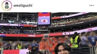 「すごい場所」Ｗ杯を現地取材中　森保ジャパン“中核”ＭＦと２ショット「笑顔が輝いてる」ウエストランド・井口浩之