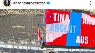 サッカー代表の美人妻　お腹チラリ！Ｗ杯を現地観戦「完全に女神」「最高にかわいい」夫は偉業「おめでとう」と祝福されるアントネラ・ロクソさん