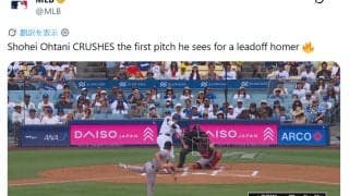MLB公式、大谷翔平のメモリアル先頭打者弾伝える「CRUSHES」22号133メートル弾