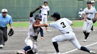 内野ゴロを安打にする俊足　1点もぎ取った人環大岡崎・桜井選手