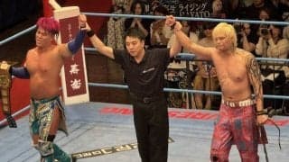 青柳亮生＆ライジングＨＡＹＡＴＯ、安齊勇馬＆小藤将太を破り「アジアタッグ」初防衛「なかなか強かったけどアツハヤの敵じゃない」…７・１９後楽園