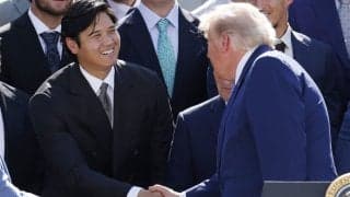 「この扱い受ける大谷えぐすぎ」大谷翔平、2年連続で執務室へ　トランプ大統領の2ショットに“GOATの絵文字”「凄すぎ」