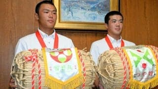 「全員の力あってこそ勝てる」　甲子園出場の鶴岡東が副知事らに抱負