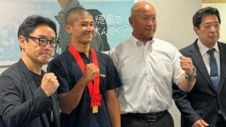 鳴門渦潮・西岡大誠主将らが知事を表敬訪問　「勝って校歌歌いたい」