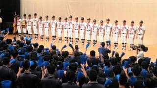 主将「全員で日本一をとりにいく」　山口・高川学園で壮行式