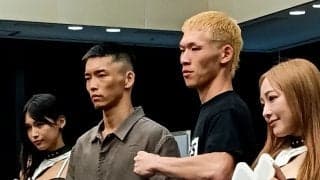 【KNOCK　OUT】バズーカ巧樹とNJKF吉田凛汰朗が額くっつけバチバチフェイスオフ