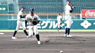 神村学園が甲子園で練習　梶山主将、グラウンドで「とてもいい景色」