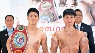 【ボクシング】前日計量で火花バチバチ　３２歳王者・宇津木「世代交代させない」　６戦無敗の２５歳挑戦者・高橋「若さ、技術すべてで勝つ」…１９日ゴング、４大タイトル戦前日計量