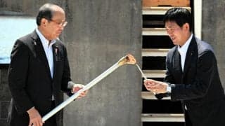 森保一監督「平和発信して」　愛知・名古屋アジア大会、広島で採火式