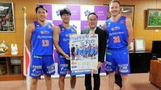 立川ダイスが東京・立川市長を表敬訪問　昨季B3王者が飛躍誓う