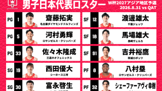 バスケ男子日本代表のカタール戦ロスター発表…富樫が外れ渡邊が復帰、八村や河村ら12名