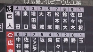 【巨人】今季22発のボビー・ダルベックが体調不良でベンチ外、代役３番には増田陸／スタメン