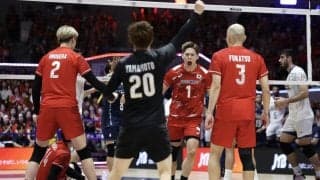 【バレー】日本男子、第３セット一進一退も最後はエース石川が決めストレートで五輪切符獲得！