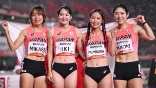 「涙腺崩壊したよ」陸上女子4×100mリレー銅メダルの4人が与えた感動…“雰囲気ガラリ”のショットにも「皆さん可愛すぎる」【アジア大会】