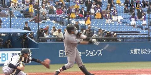 ドラフト候補の慶應・岩見（比叡山）が「歴史的一発」