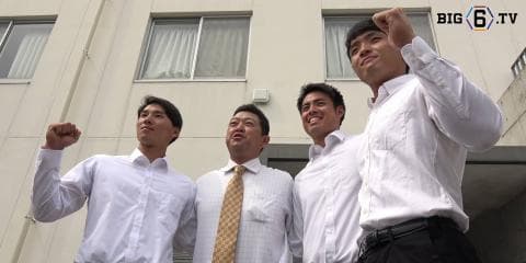 優勝インタビュー(1) 慶應義塾大学 河合大樹（④関西学院）・菊地恭志郎（④慶應志木）・郡司裕也（③仙台育英）