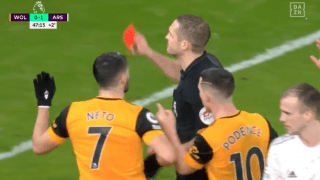 【動画】2人の退場者を出したアーセナルがウルブズに敗れる