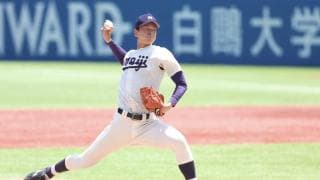 シーズン途中に現れた明大“新エース”　防御率リーグトップタイ…体格は“大谷クラス”